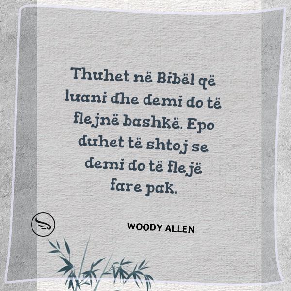 Woody Allen Thuhet ne Bibel qe luani dhe demi do te flejne bashke Epo duhet te shtoj se demi do te fleje fare pak
