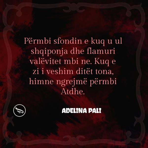 Adelina Pali Permbi sfondin e kuq u ul shqiponja dhe flamuri valevitet mbi ne Kuq e zi i veshim ditet tona himne ngrejme p